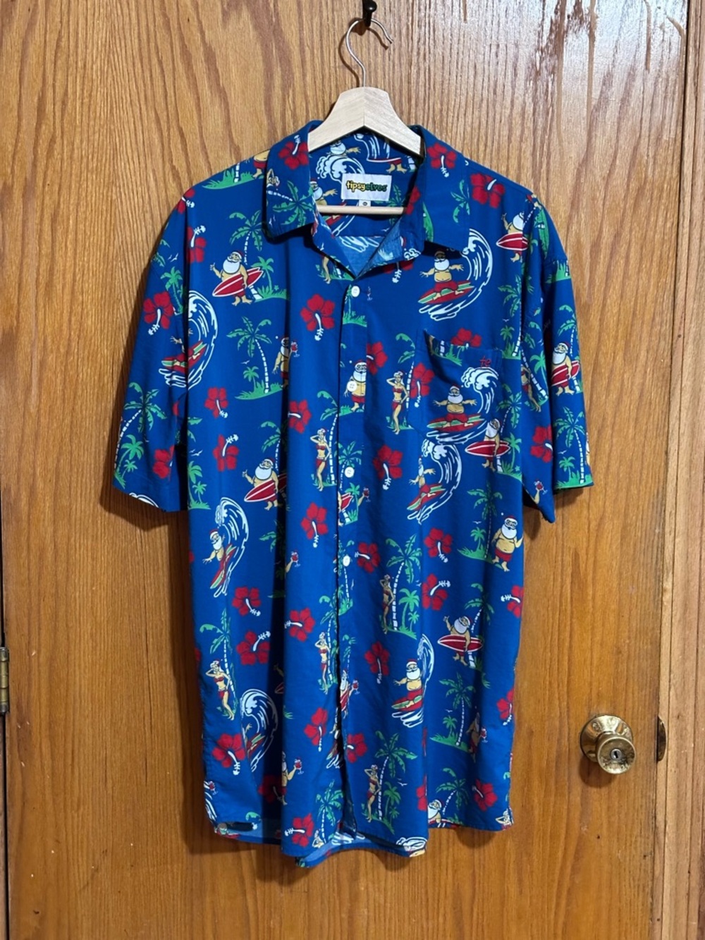 Tipsy Elves Blue Hawaiian Surf Button-Down Shirt sz xxl